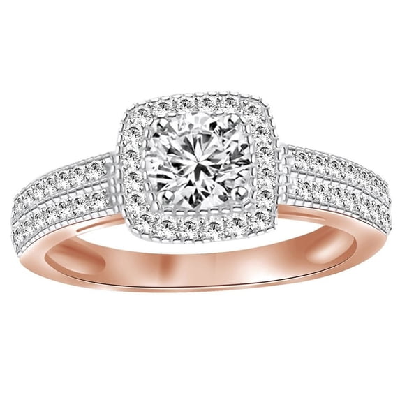 AFFY White Natural Diamond Halo Vintage Style Engagement Ring In 14k Rose Gold (0.66 Cttw) By