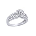thumbnail image 1 of White Natural Diamond Halo Wedding Trio Ring Set In 14k White Gold (0.5 Cttw), 1 of 1