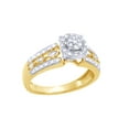 thumbnail image 1 of AFFY White Natural Diamond Halo Wedding Trio Ring Set In 14k Yellow Gold (0.5 Cttw), 1 of 1