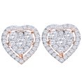 thumbnail image 1 of AFFY White Natural Diamond Heart Cluster Stud Earrings in 10K Rose Gold (0.75 Cttw), 1 of 1
