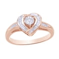 thumbnail image 1 of White Natural Diamond Heart Frame Promise Ring in 10k Rose Gold (0.2 Cttw), 1 of 1