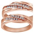 thumbnail image 1 of AFFY White Natural Diamond His And Hers Wedding Band Ring Set in 14K Rose Gold (0.14 Cttw), 1 of 1