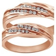 thumbnail image 1 of AFFY White Natural Diamond His And Hers Wedding Band Ring Set in 14K Rose Gold (0.14 Cttw), 1 of 1