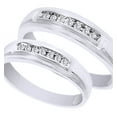 thumbnail image 1 of AFFY White Natural Diamond His And Hers Wedding Band Ring Set in 14K White Gold (0.13 Cttw) By, 1 of 1