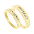 thumbnail image 1 of AFFY White Natural Diamond His And Hers Wedding Band Ring Set in 14K Yellow Gold (0.17 Cttw), 1 of 2
