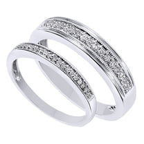 White Natural Diamond His And Hers Wedding Band Set in 14K White Gold (0.25 Cttw)