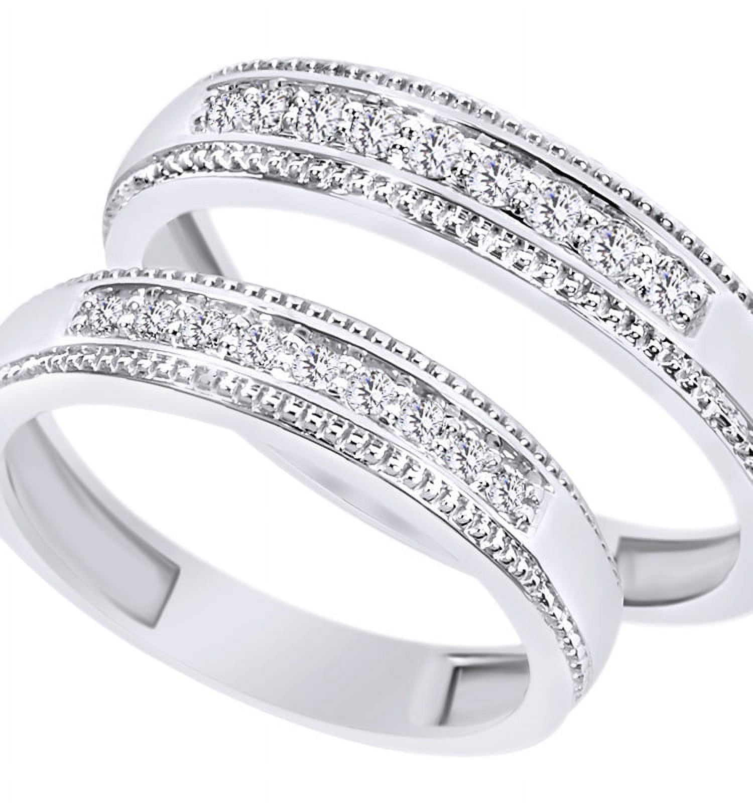 AFFY White Natural Diamond His And Hers Wedding Band Set in 14K White AFFY White Natural Diamond His And Hers Wedding Band Set in 14K White