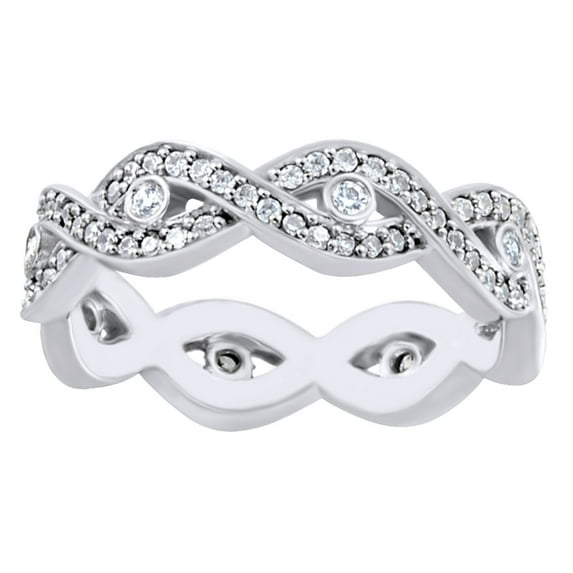 AFFY White Natural Diamond Infinity Inspired Eternity Band Ring 14K Solid White Gold (0.62 Ct)