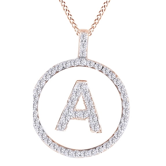 AFFY White Natural Diamond Initial A Pendant in 14k Rose Gold (0.53 Cttw)