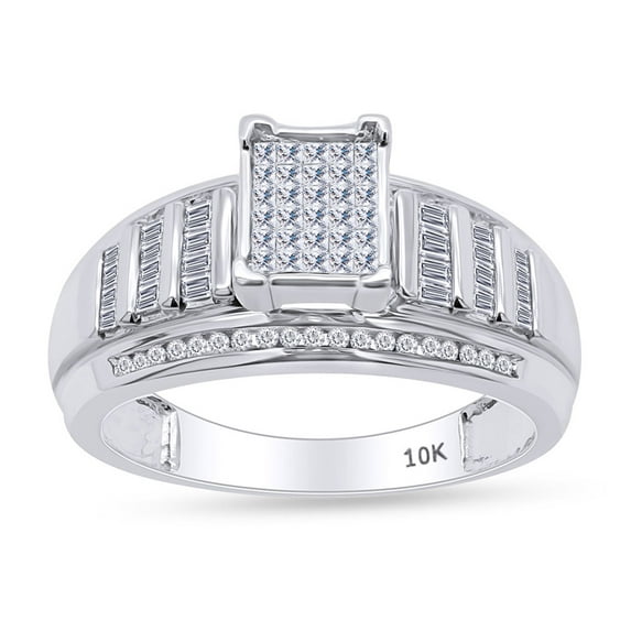 AFFY White Natural Diamond Invisible Ring In Solid Gold (0.5 Cttw)