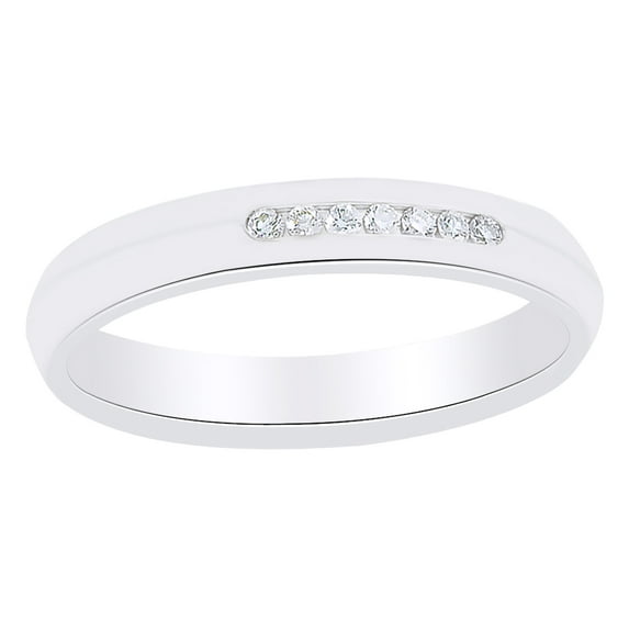 White Natural Diamond Knife Edge Comfort Fit Band Ring 14K Solid White Gold (0.1 Ct)