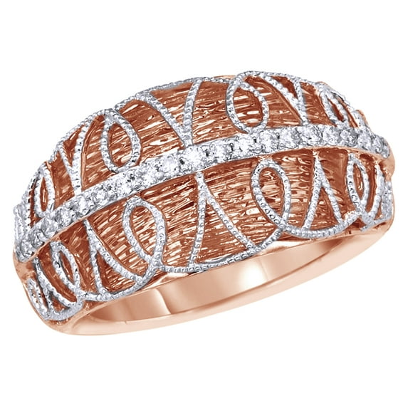 AFFY White Natural Diamond Lace Ring in 14K Rose Gold (0.16 cttw)