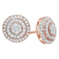 thumbnail image 1 of AFFY White Natural Diamond Layered Circle Stud Earrings in 10k Rose Gold (0.5 Cttw ), 1 of 1