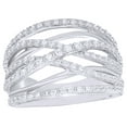 thumbnail image 1 of AFFY White Natural Diamond Layered Crossover Band Ring in 10k White Gold (0.5 Cttw), 1 of 1