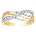 thumbnail image 1 of AFFY White Natural Diamond Layered Crossover Ring in 10k Tri-Tone Solid Gold, 1 of 1