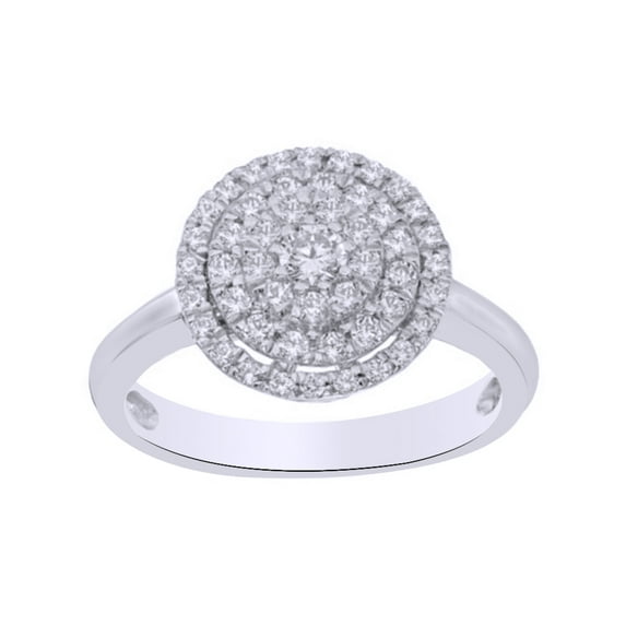 AFFY White Natural Diamond Layered Frame Ring In Solid Gold (0.5 Cttw)