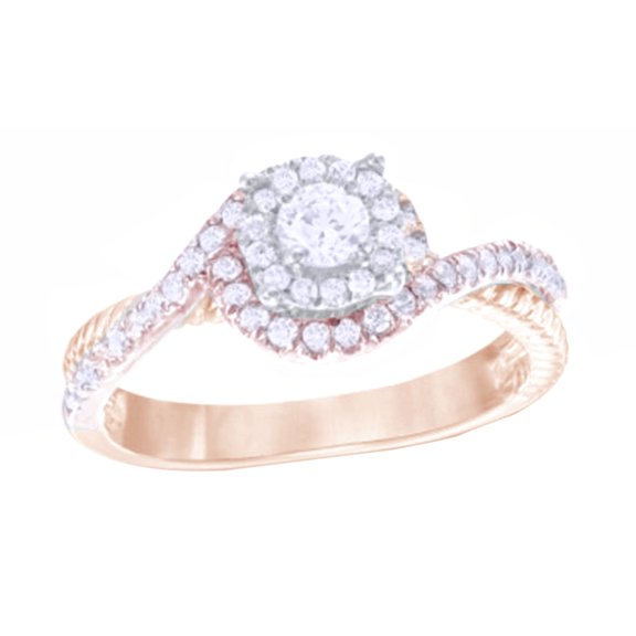 AFFY White Natural Diamond Layered Frame Swirl Ring In Solid Gold (0.33 Cttw)