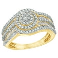 thumbnail image 1 of AFFY White Natural Diamond Layered Frame Wedding Ring in 10k Yellow Gold, 1 of 1