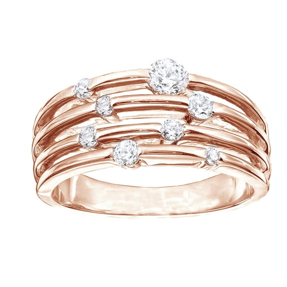 AFFY White Natural Diamond Layered Orbit Ring In Solid Gold (0.5 Cttw)