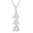 thumbnail image 1 of AFFY White Natural Diamond Linear Three Stone Drop Pendant Necklace in 14K Solid White Gold (0.62 Ct), 1 of 1