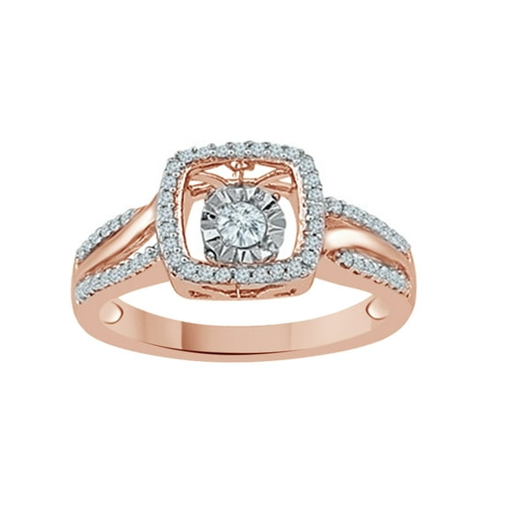 AFFY White Natural Diamond Love Beat Fashion Ring In 10k Rose Gold (0.33 Cttw)
