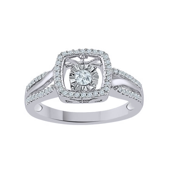 AFFY White Natural Diamond Love Beat Fashion Ring In 10k White Gold (0.33 Cttw)