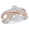 thumbnail image 1 of AFFY White Natural Diamond Multi Flower Split Shank Two Tone Ring in 10K White Gold (1 cttw), 1 of 1