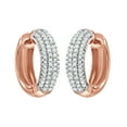 thumbnail image 1 of AFFY White Natural Diamond Multi-Row Huggie Earrings in 10K Rose Gold (0.75 Cttw ), 1 of 1