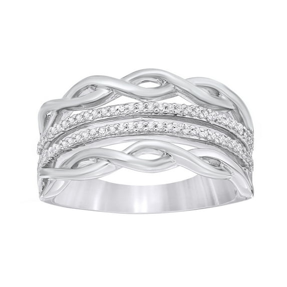 AFFY White Natural Diamond Multi-Row Open Braid Ring in 10k White Gold