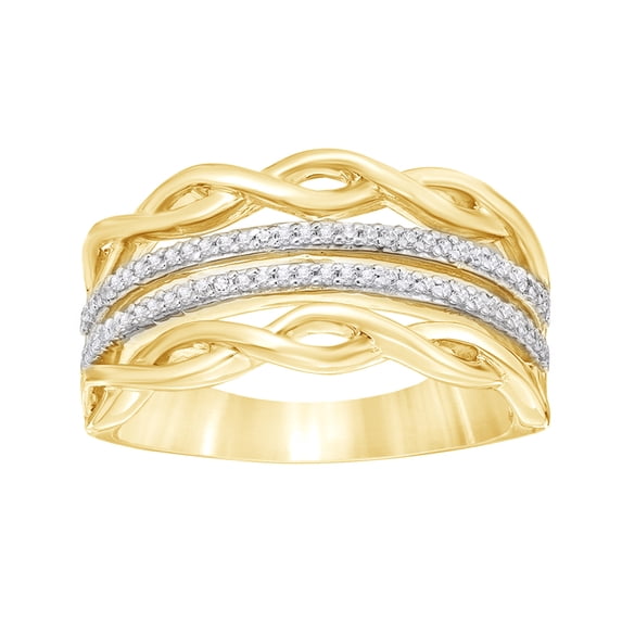 AFFY White Natural Diamond Multi-Row Open Braid Ring in 10k Yellow Gold