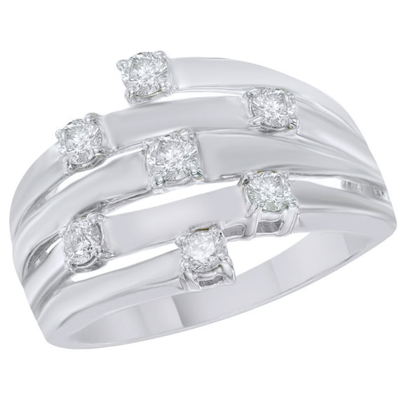 AFFY White Natural Diamond Multi-Row Orbit Ring in Solid 10k White Gold By