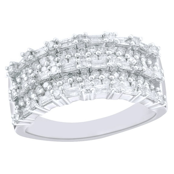 AFFY White Natural Diamond Multi-Row Ring In 10k White Gold