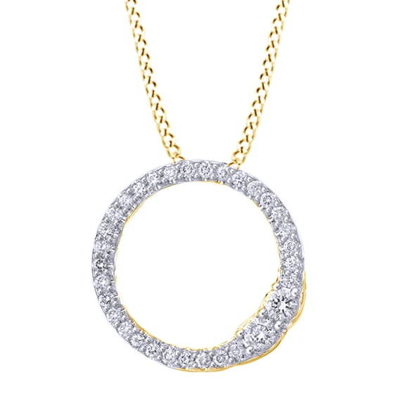 AFFY White Natural Diamond Open Circle Pendant Necklace in 14K Solid Yellow Gold (0.5 Ct)