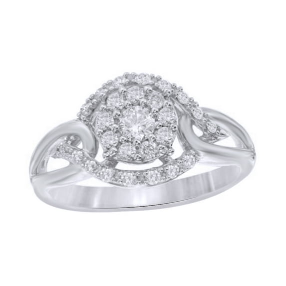 AFFY White Natural Diamond Open Cluster Ring In 10k White Gold (0.5 Cttw)