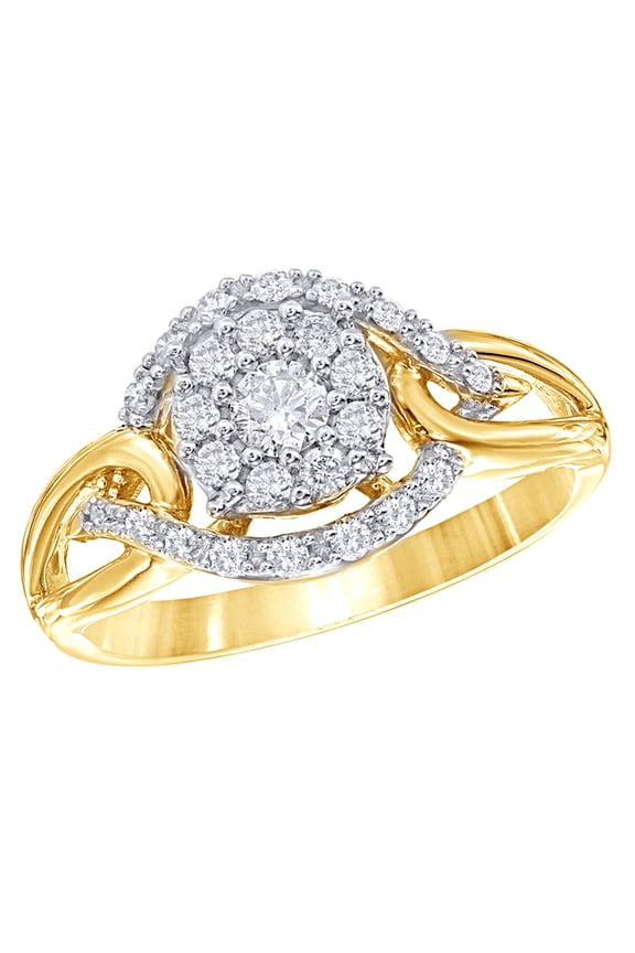 White Natural Diamond Open Cluster Ring in 10K Yellow Gold (0.5 cttw)