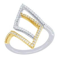 AFFY White Natural Diamond Open Geometric Ring in Two-Tone 10k White Gold (0.33 Cttw)