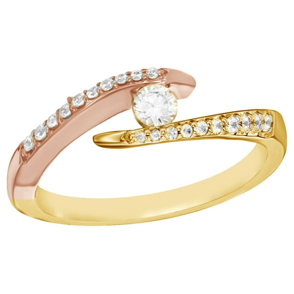 AFFY White Natural Diamond Openpass Ring in Two-Tone 10k Yellow Gold