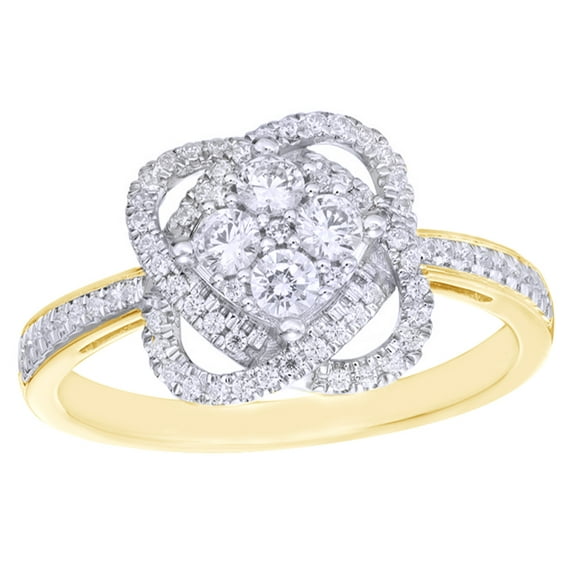 AFFY White Natural Diamond Orbit Frame Engagement Ring in 10k Yellow Gold (0.5 Cttw)
