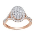 thumbnail image 1 of AFFY White Natural Diamond Oval Cluster Wedding Engagement Ring In 14k Rose Gold With Ring Size 11, 1 of 1