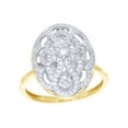 thumbnail image 1 of AFFY White Natural Diamond Oval Scallop Lattice Ring in 10k Yellow Gold, 1 of 1