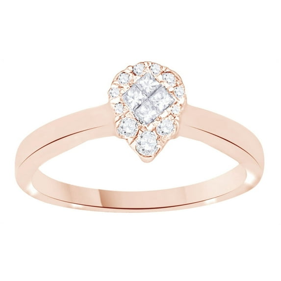 AFFY White Natural Diamond Pear Shaped Cluster Ring In 14k Rose Gold (0.26 Cttw) By