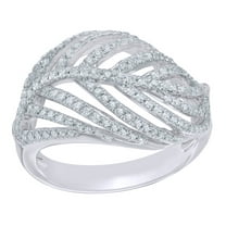 White Natural Diamond Promise Leaf Ring in 10k White Gold (0.62 Cttw) By Jewel Zone US