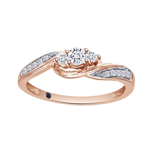 AFFY White Natural Diamond Promise Ring In 10k Rose Gold (0.2 Cttw)