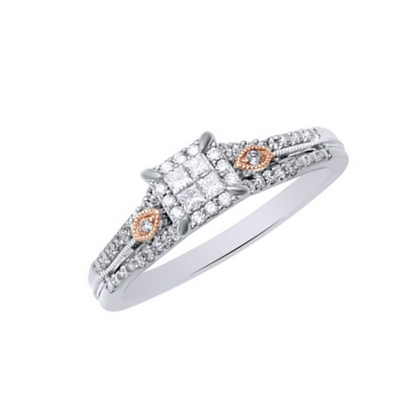 AFFY White Natural Diamond Promise Ring In 10k White Gold (0.33 Cttw)