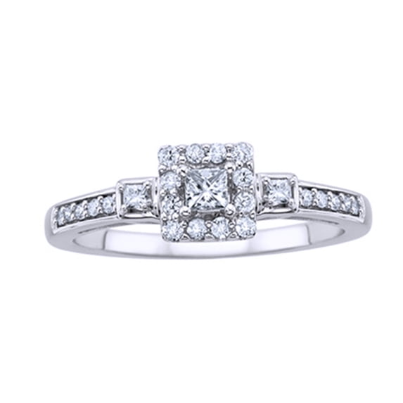 AFFY White Natural Diamond Promise Ring In 10k White Gold (0.33 Cttw)