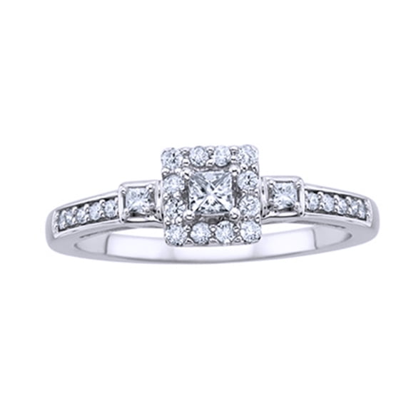 AFFY White Natural Diamond Promise Ring In 10k White Gold (0.33 Cttw)