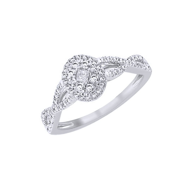 AFFY White Natural Diamond Promise Ring In 10k White Gold (0.33 Cttw)