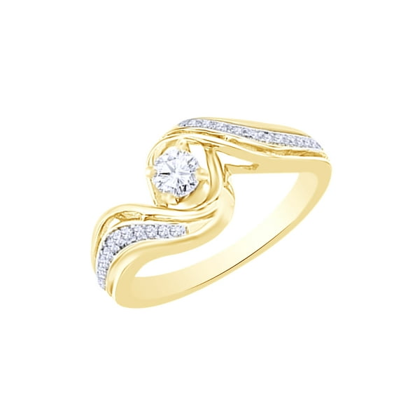 AFFY White Natural Diamond Promise Ring In 10k Yellow Gold (0.33 Cttw)