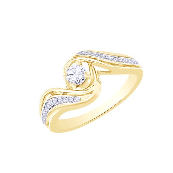 White Natural Diamond Promise Ring In 10k Yellow Gold (0.33 Cttw)