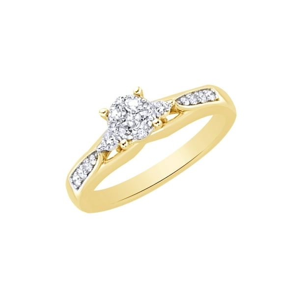 AFFY White Natural Diamond Promise Ring In 10k Yellow Gold (0.33 Cttw)